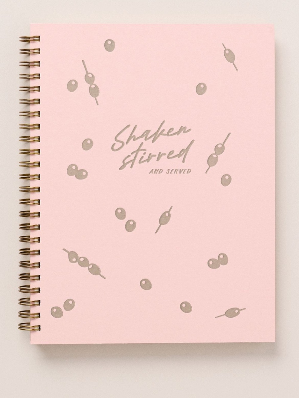Anthropologie Pink "Shaken Stirred" Spiral Notebook with Gold Accents